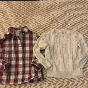J crew Plaid and Cable Knit Kids Shirt set